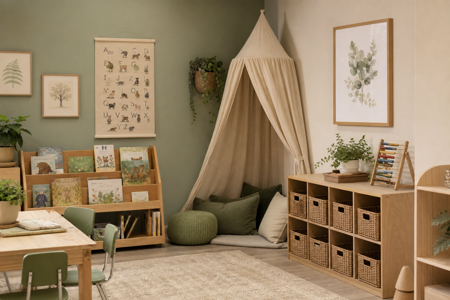 Learning corner with educational materials